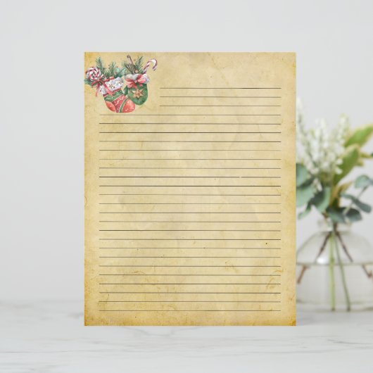 Vintage Kerst Schrijven Papier (Staand voorkant)