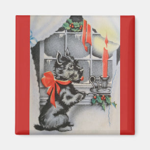 Vintage Kerst - Scottie Dog, Magneet