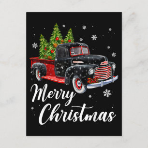 Vintage Kerst Shirt Tree op Auto rode Truck Informatiekaartje