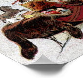 Vintage Kerst, Sint Nicolaas met rendier Poster (Hoek)