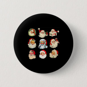 Vintage kerst sinterklaas gezichten leuke ouderwet ronde button 5,7 cm