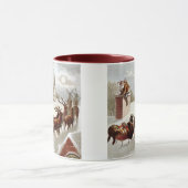 Vintage kerst, sinterklaas op het dak mok (Midden)