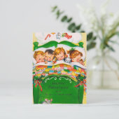 Vintage Kerst slapen kinder Vakantie briefkaart (Staand voorkant)