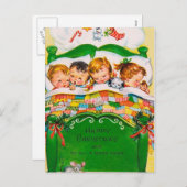 Vintage Kerst slapen kinder Vakantie briefkaart (Voorkant / Achterkant)