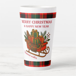 Vintage Kerst slee met cadeaus en ruitjespatroon  Latte Mok