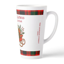 Vintage Kerst slee met cadeaus en ruitjespatroon