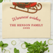 Vintage Kerst slee met cadeaus Theedoek (Gevouwen)