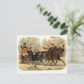 Vintage kerst-slee met sneeuw briefkaart (Staand voorkant)
