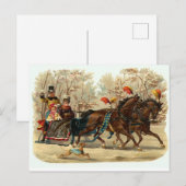 Vintage kerst-slee met sneeuw briefkaart (Voorkant / Achterkant)
