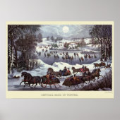 Vintage Kerst sleeën, Central Park in de Winter Poster (Voorkant)