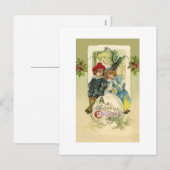 Vintage kerst sneeuwbal Briefkaart (Voorkant / Achterkant)