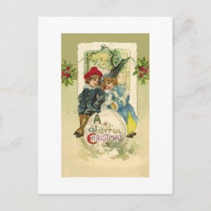 Vintage kerst sneeuwbal Briefkaart