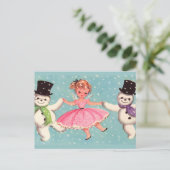 Vintage kerst sneeuwpoppen en Angel Feestdagenkaart (Staand voorkant)