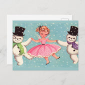 Vintage kerst sneeuwpoppen en Angel Feestdagenkaart (Voorkant / Achterkant)