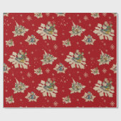 Vintage Kerst Sneeuwvlokken van Nostalgie 2 Cadeaupapier (Vlak)
