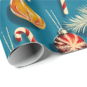 Vintage Kerst: snoep Canes & Ornamenten Cadeaupapier (Rol Hoek)