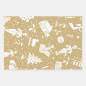 Vintage Kerst Speelgoed en Symbolen Patroon Inpakpapier Vel (Voorkant 3)