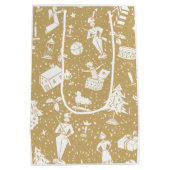 Vintage Kerst Speelgoed en Symbolen Patroon Medium Cadeauzakje (Achterkant)