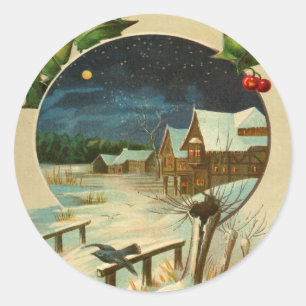Vintage Kerst Stad vakantie Stickers