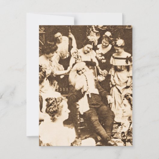 Vintage Kerst Stereoview Santa en de Dames Feestdagenkaart (Voorkant)