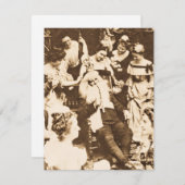 Vintage Kerst Stereoview Santa en de Dames Feestdagenkaart (Voorkant / Achterkant)