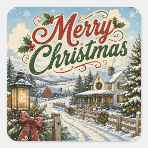 vintage kerst sticker