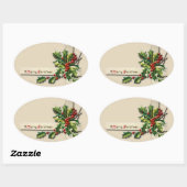 Vintage kerst stickers, ovale sticker (Vel)