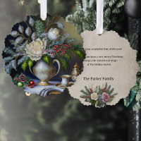 Vintage kerst Stilleven met Rozen en urn