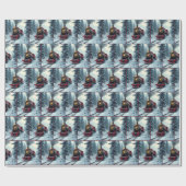 Vintage Kerst Stoomlocomotief Cadeaupapier (Vlak)