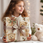 Vintage Kerst Teddy Bears Cadeaupapier<br><div class="desc">Breng jezelf naar een vervlogen tijdperk van feestelijke nostalgie met onze "Vintage Christmas Teddy Bears Red Wrapping Paper." Dit hartverwarmende ontwerp vangt de tijdloze charme van klassieke feestdagen, met schattige teddyberen in vintage kerstkledij. De rijke rode achtergrond vormt het perfecte podium voor deze vertederende teddyberen, die een gevoel van warmte...</div>