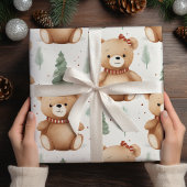 Vintage Kerst Teddy Bears Inpakpapier Vel