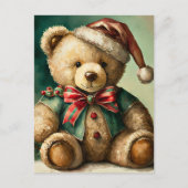 Vintage kerst teddybeer briefkaart (Voorkant)