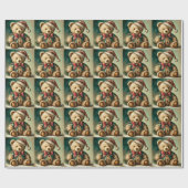 Vintage kerst teddybeer cadeaupapier (Vlak)