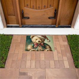 Vintage kerst teddybeer deurmat