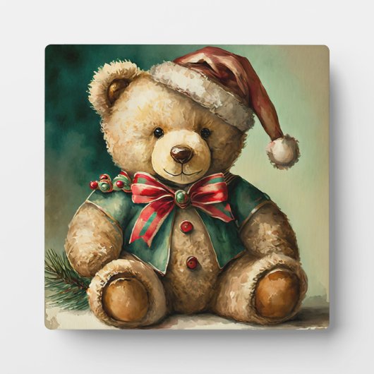 Vintage kerst teddybeer fotoplaat (Voorkant)