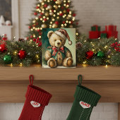 Vintage kerst teddybeer fotoplaat
