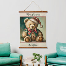 Vintage kerst teddybeer gepersonaliseerd