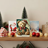 Vintage kerst teddybeer kaart