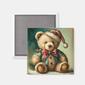 Vintage kerst teddybeer magneet (Voorkant / Achterkant)