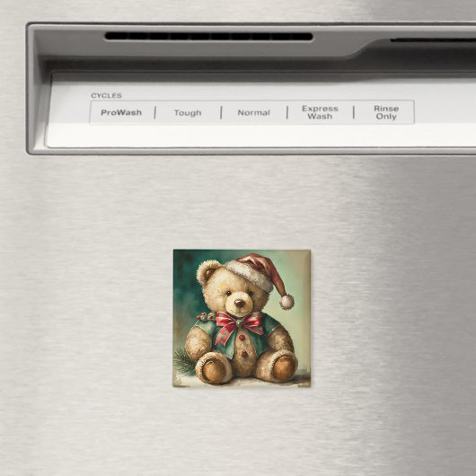 Vintage kerst teddybeer magneet (Insitu (Vaatwasser))