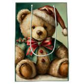 Vintage kerst teddybeer medium cadeauzakje (Achterkant)