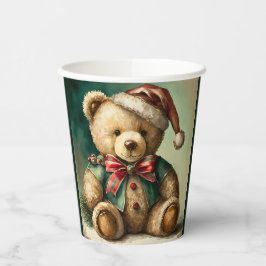 Vintage kerst teddybeer papieren bekers