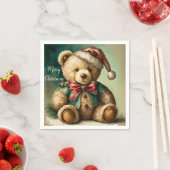 Vintage kerst teddybeer servet (Insitu)
