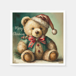 Vintage kerst teddybeer servet