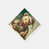 Vintage kerst teddybeer servet (Hoek)