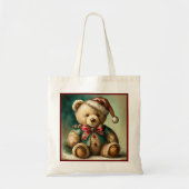 Vintage kerst teddybeer tote bag (Voorkant)