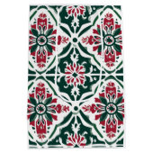 Vintage Kerst Tegel - Rood & Groen Medium Cadeauzakje (Achterkant)