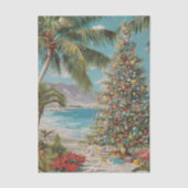 Vintage Kerst Tropische Strand Palm Tree Tissuepapier (Voorkant)