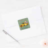 Vintage kerst truck bruiloft vierkante sticker (Envelop)