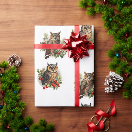 Vintage kerst uil cadeaupapier